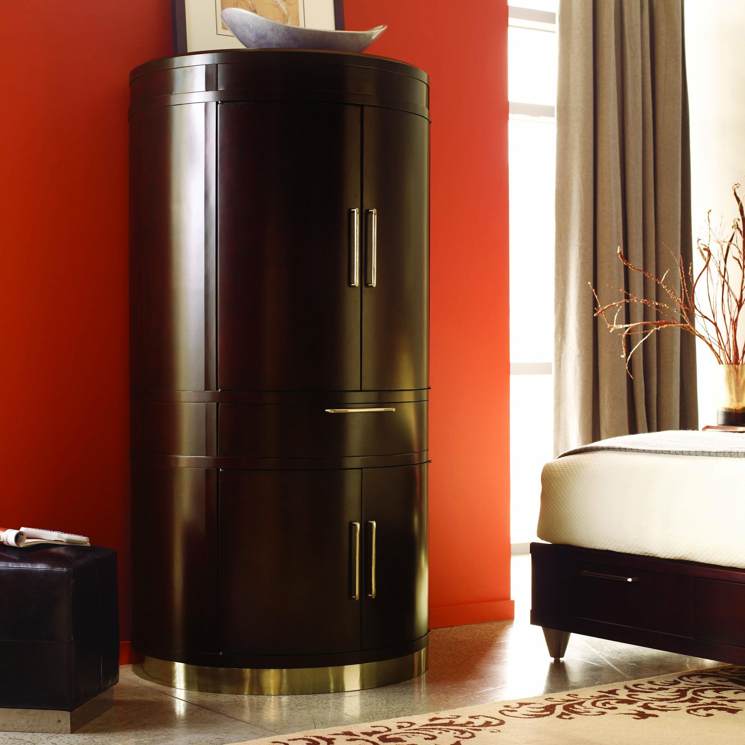 Opus Designs Aura Contemporary Round Armoire with Brushed Nickel